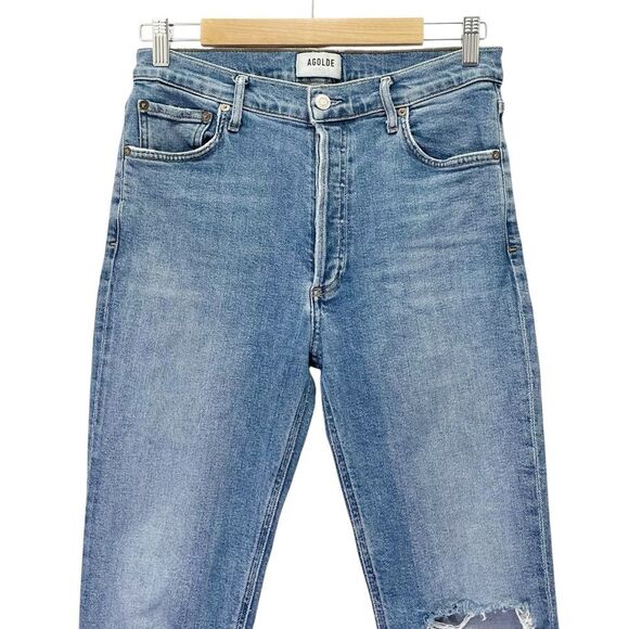 Agolde Nico Slim Skinny Jeans in Shoreline Distressed Medium Wash Size 29 | 8 - Picture 7 of 15
